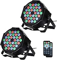 Vista 1 de Luces de DJ, paquete de 2 36 luces LED par luces de escenario con control remoto activado por sonido y control DMX, luces de iluminación