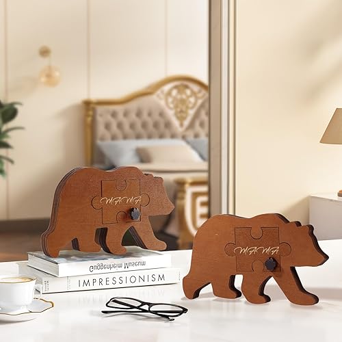 Miniatura 7 de Bemaystar Regalos para mamá  Cartel de rompecabezas de mamá oso para Navidad, cumpleaños de parte de la hija (You are The Piece That Hold Us