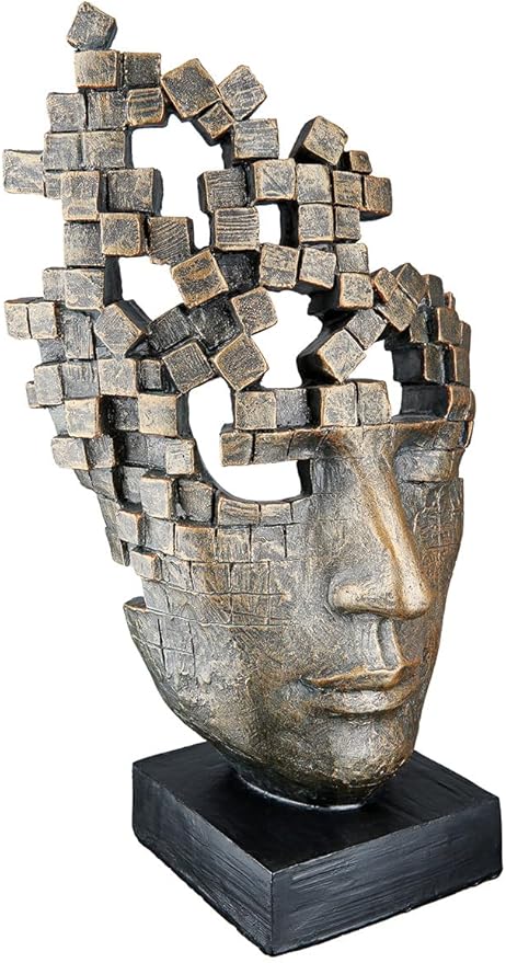 Casablanca Deko Figur Skulptur Mann Gesicht – Dekofigur aus Kunstharz Farbe: Bronze – Dekoration Geschenk Geburtstag Höhe 30 cm