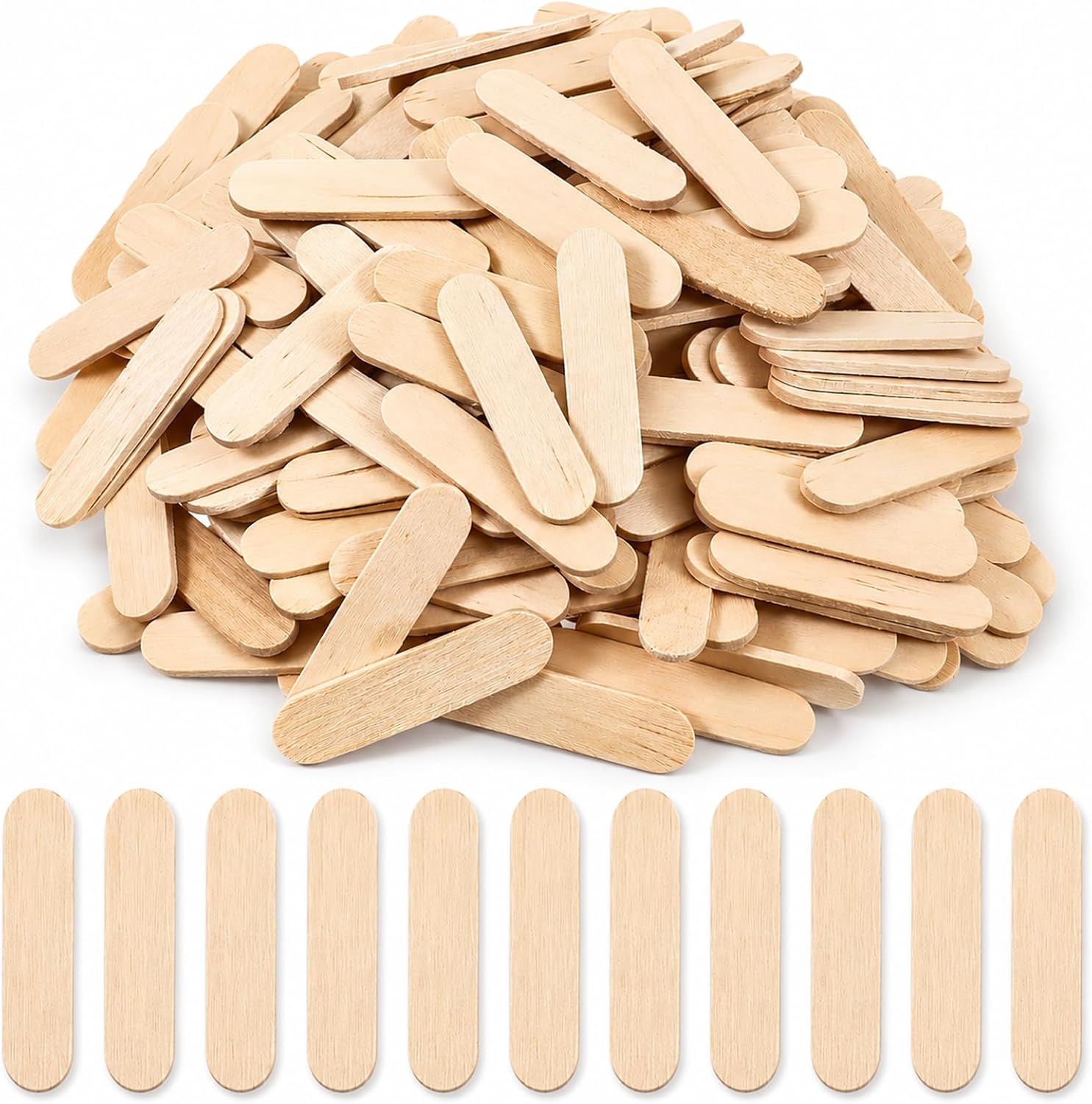 200PCS Mini Wood Popsicle Sticks, 1.57 Inch Short Popsicle Sticks | Natural Birch Wood Mini Craft Sticks for Craft Models, Plant Labels, Waxing Use, Mixing Tasks and Art Supply Organization
