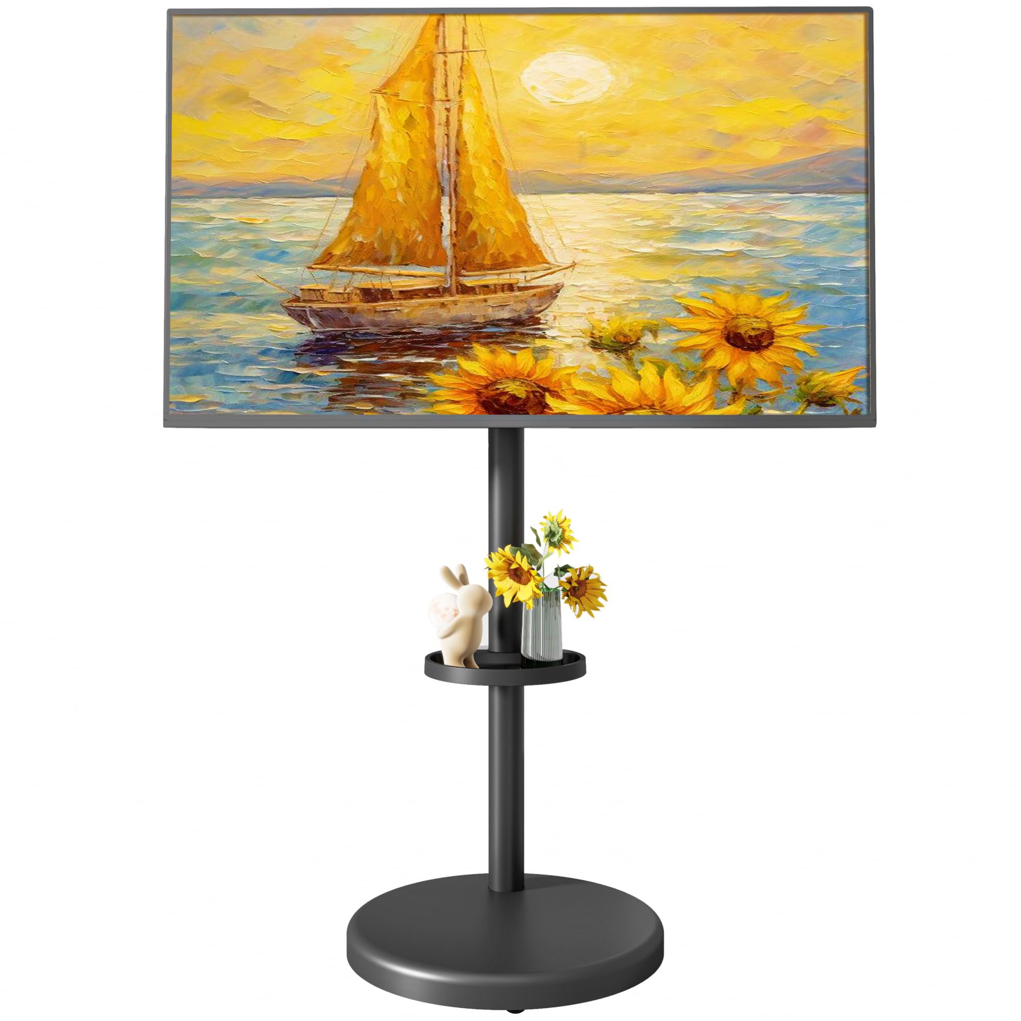 Soporte de TV ajustable con ruedas para televisores de 37 a 86 pulgadas, capacidad de carga de 50 kg, formato vertical y horizontal, carrito de TV móvil estable con estante, máx. VESA 600 x