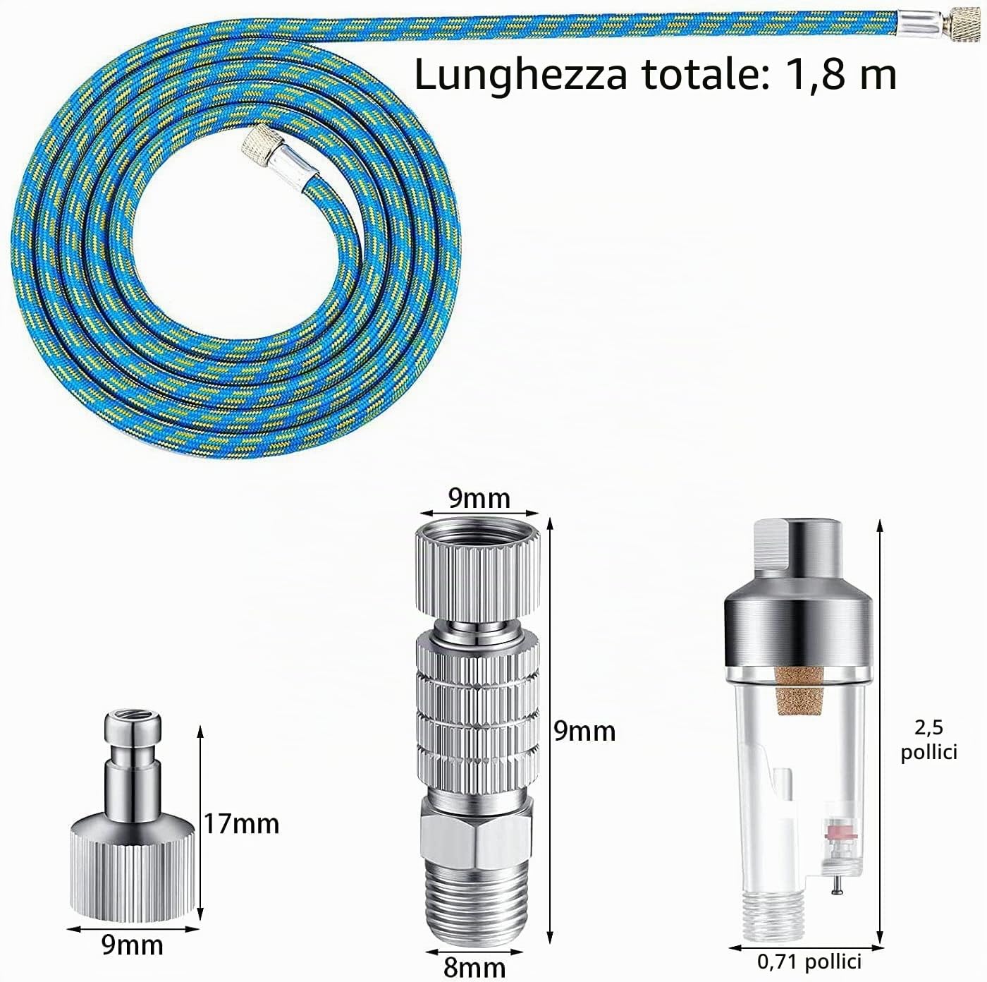 Abest, set professionale completo per aerografo, a doppia azione, per uso generico,fai da te, modellismo di trenini e automobili radiocomandati, accessori in plastica,ugelli ed aghi da 0,2-0,3-0,5 mm