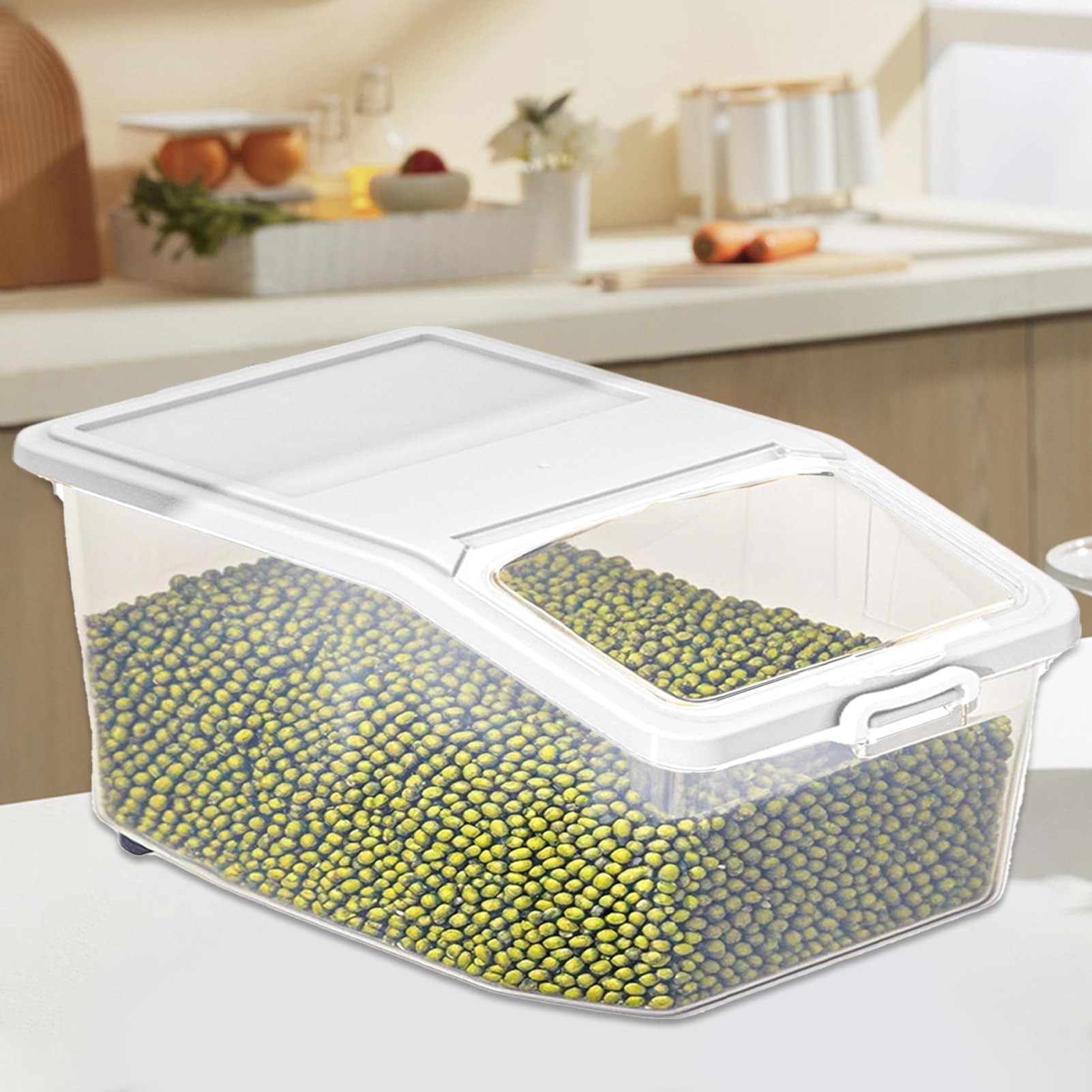 Tanque de granos doble embalaje, depósito transparente para escala, Rolemmer Soporte de cuarto de lavado para detergente para jardinería Congelador de semillas seguro Productos fuerte Hardware