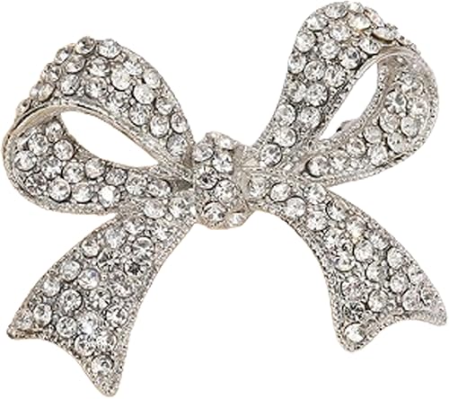 Broche de lazo de diamantes de imitación de Navidad para mujer, vintage, brillante, grande, de cristal dorado, broches minimalistas, alfileres de