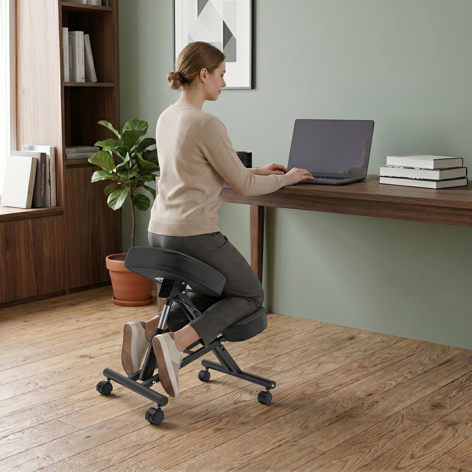 Kniestuhl mit Rollen, Ergonomischer Kniehocker, Höhenverstellbarer Stuhl