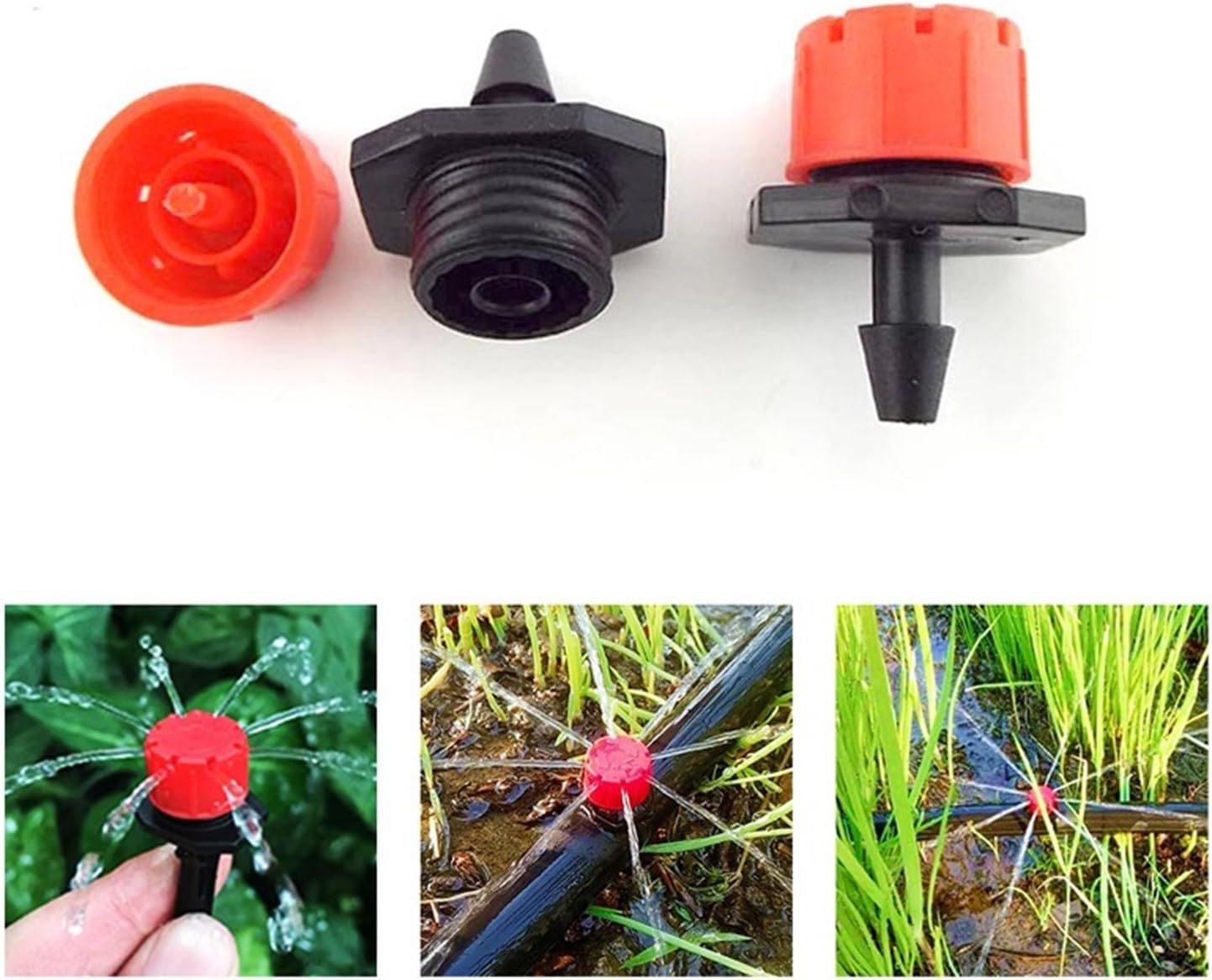 Adjustable Irrigation Drippers 4/7mm Garden Irrigation Nozzle Adjustable Dripper Sprinkler Emitter Micro Drip Watering Spray(100pcs)