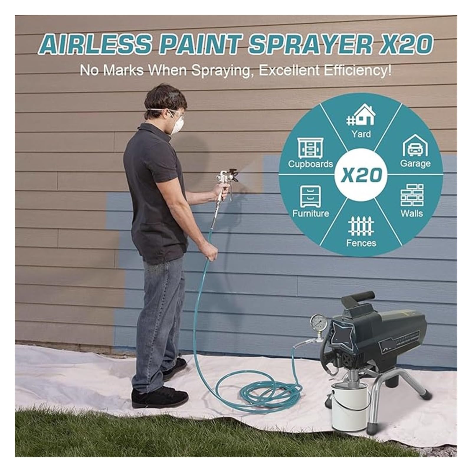 Set di Pistole a spruzzo, Carrello spruzzatore di Vernice airless spruzzatore Verticale in Metallo for la verniciatura della casa Fai da Te Garage per verniciatura Auto, Primer