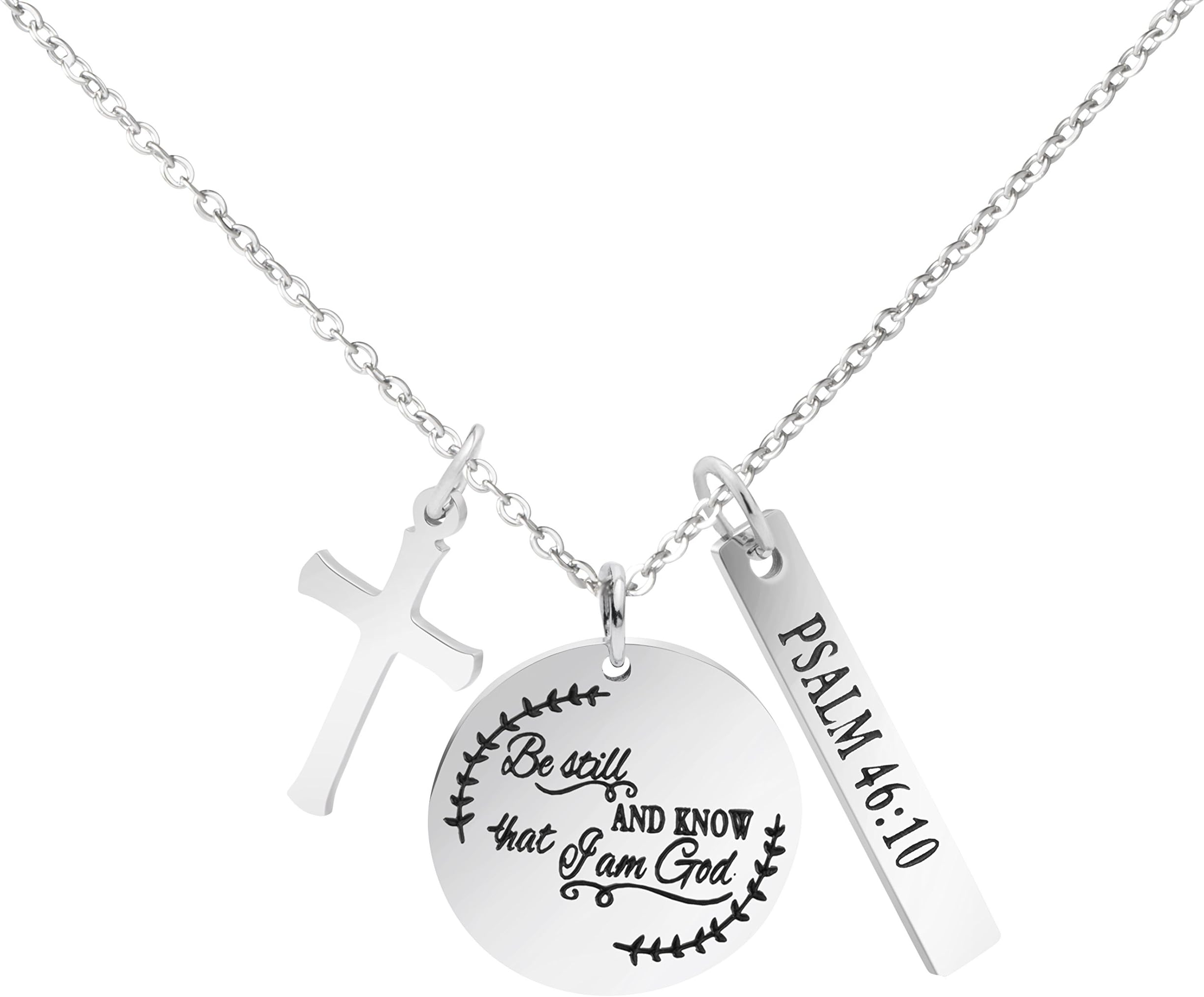 MemgiftBible Verse Cross Pendant 𝐂𝐡𝐫𝐢𝐬𝐭𝐢𝐚𝐧 𝐍𝐞𝐜𝐤𝐥𝐚𝐜𝐞𝐬 Prayer Charm Faith Religious Birthday Christmas Jewelry for 𝐖𝐨𝐦𝐞𝐧