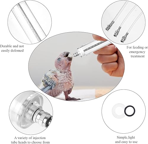 Miniatura 3 de OBANGONG 3 tubos de alimentación de jeringas de alimentación para pájaros bebés utilizados para mascotas enfermas de pájaros, loros, leche o