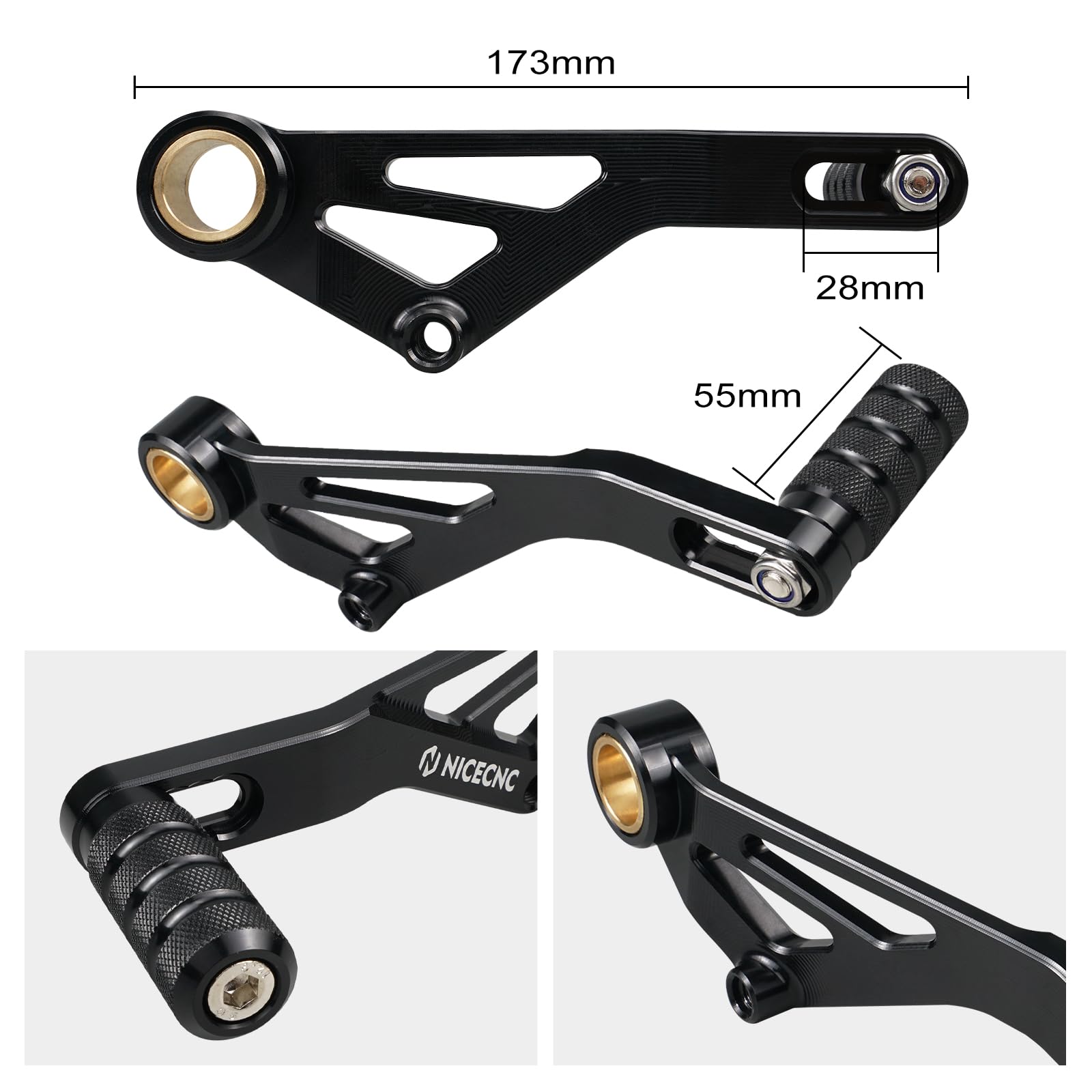 NICECNC Leva del cambio leva del cambio compatibile con BMW R1200GS 2013-2018, R1200GS Adventure 2013-2018, R1250GS 2019-2023, R1250GS Adventure 2019-2024, alluminio, nero