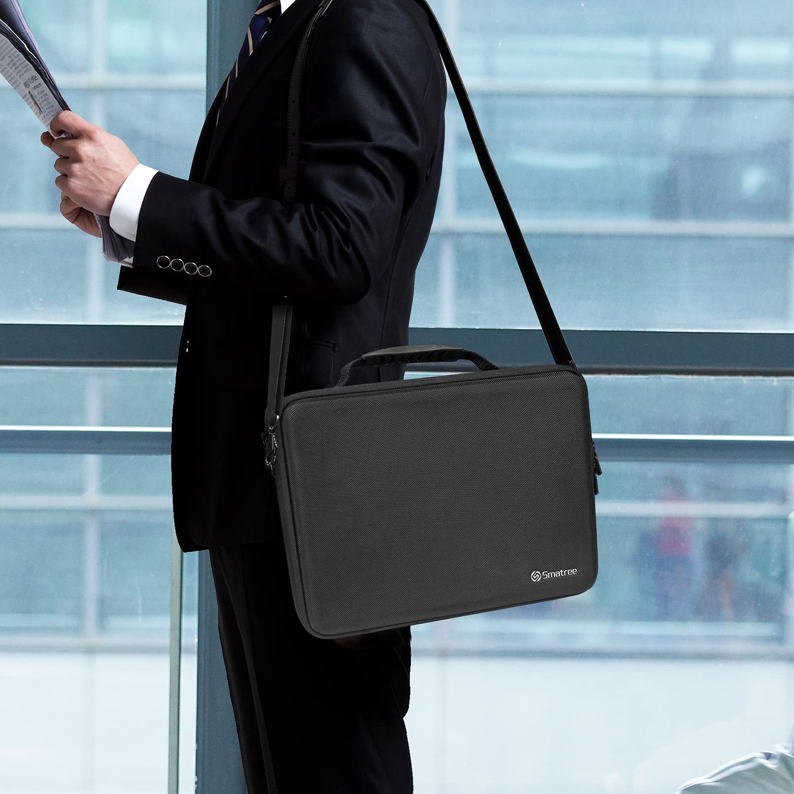 Smatree 13,3 Pouces Étui de Transport Rigide pour Ordinateur Portable pour 13-13,3" MacBook Pro/MacBook Air /12,3" Surface Pro X/8/7/6/5/4, Razer Blade Stealth 13, Sac à Bandoulière - Noir