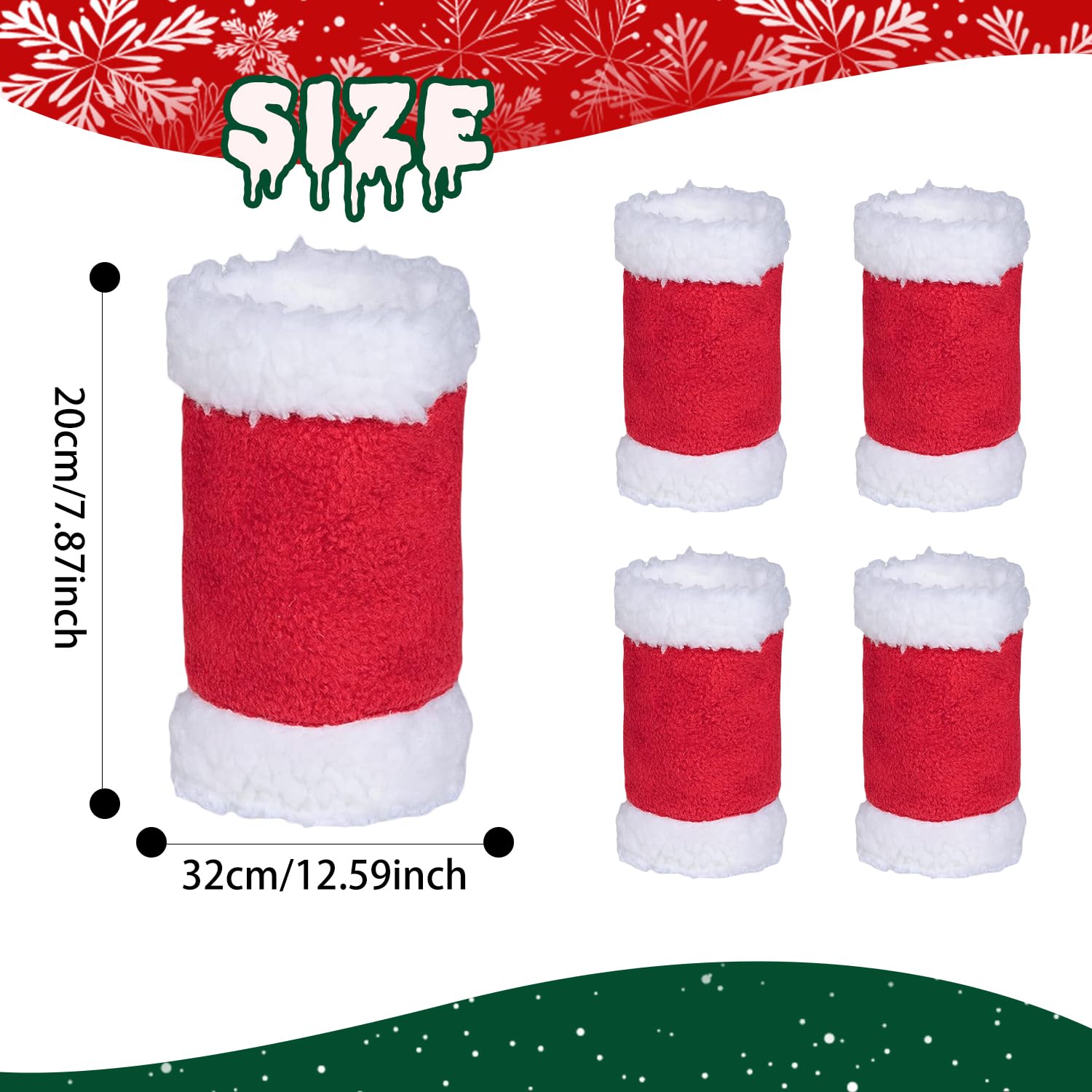 Nereds 8pcs Christmas Horse Leg Wraps Faux Fur Polyester Standing Wraps Red Horse Leg Wraps for Horse Winter Xmas Holiday Party Accessories - Image 2
