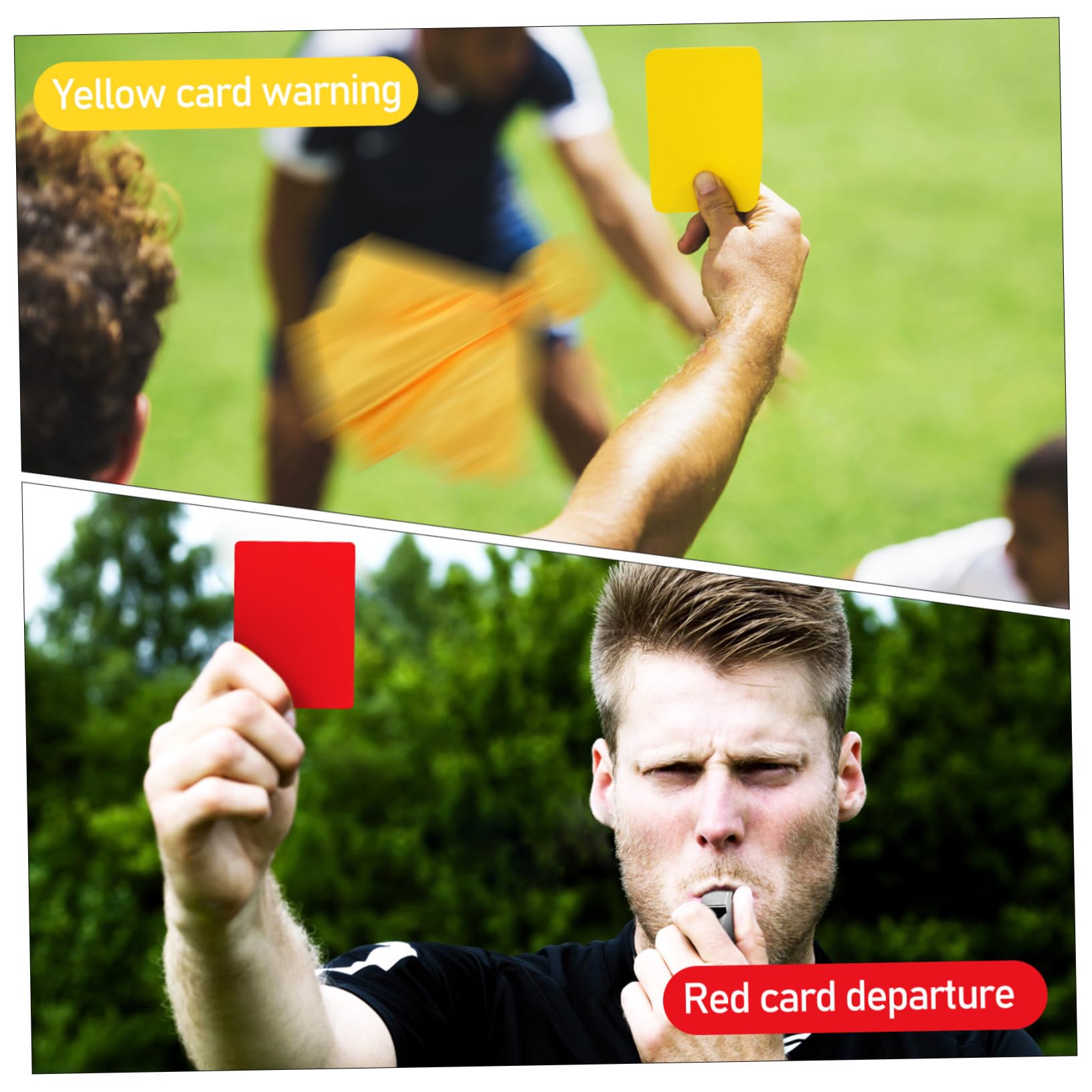 UPKOCH 3 Set Carte da Giudice Sportivo Arbitro Bandiere Calcio Carte di Arbitro di Calcio arbitri fischietti con Cordino fischi dell'arbitro Accessorio Arbitro Poliestere