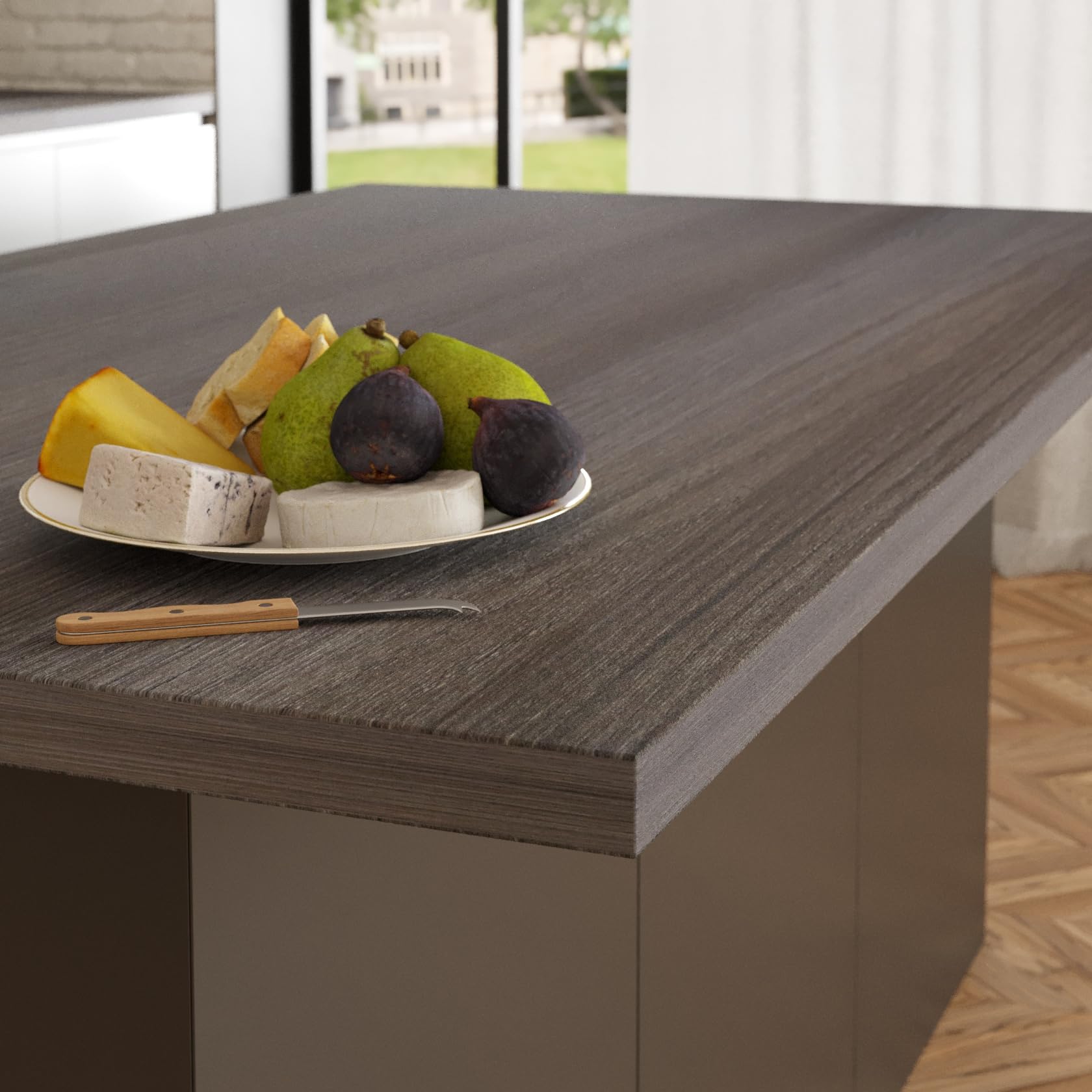 VE.CA - Isola Cucina Erika con Piano Lavoro 120x170x85 cm, Made in Italy - Mobile Cucina Moderno, Credenza con 3 Ante - Ideale come Tavolo da Pranzo - Rovere Grigio
