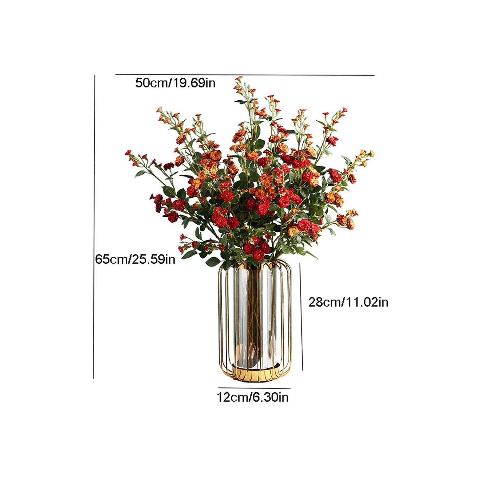 Amazon.co.jp: 造花 屋内 25.59インチ 造花シルクローズブーケ、メタル