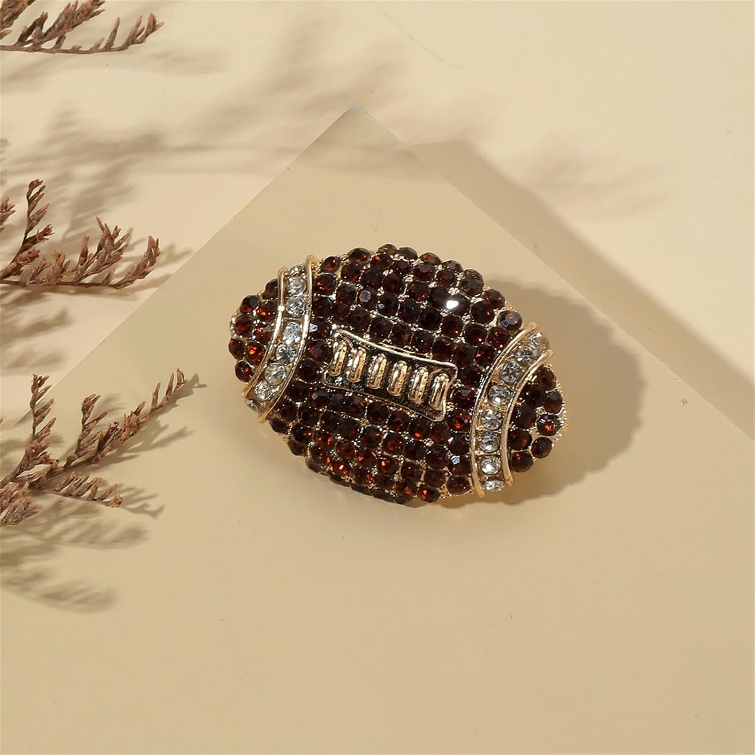 WCRAZYE Rhinestone Football Brooches Pin for Women Girls Men Crystal Sporting American Ball Rugby Lapel Pins Lightweight Accessory Hat Bags Backpacks Sports Team Collection Jewelry Gifts for Fans Cute Ornament Clothing Theme Decoration