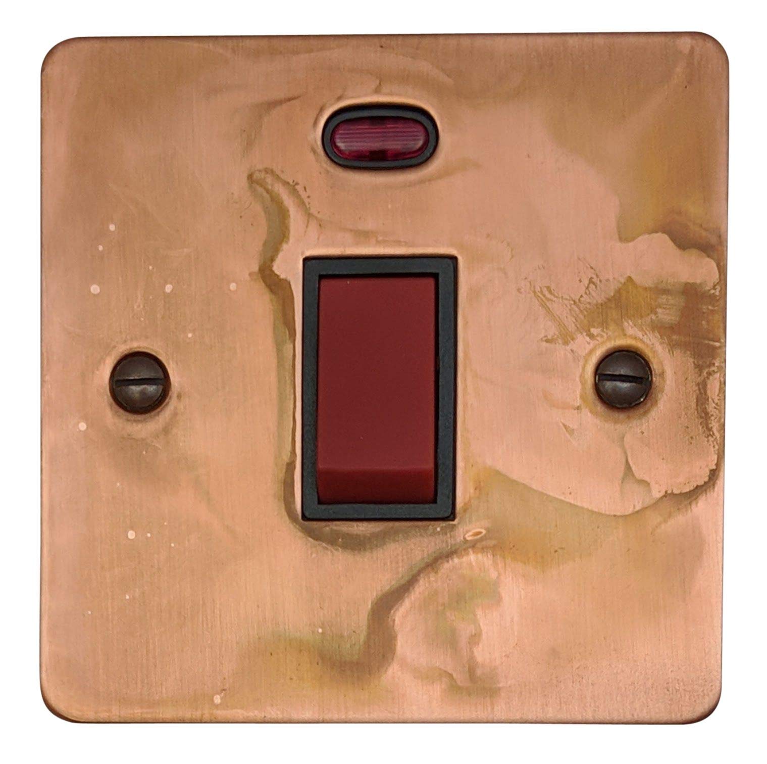 G&H Brassware G&H Ftc46b Flat Plate Tarnished Copper 45 Amp Dp Cooker Switch & Neon Single Plate