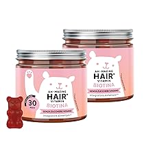 Biotina Gummies Ah-mazing Hair – Integratori per Capelli – Formula Potenziata – 10.000 µg di Biotina, Zinco, Vitamina B6, C, E e Iodio – Pack 2×30 (2 Mesi), Vegane, Senza Zucchero, Bears with Benefits