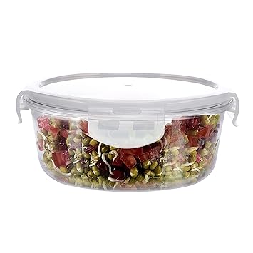 Borosilicate Transparent Round Glass Food Container with Lid, Microwave Safe & Oven Safe, Air tight Leakproof Lunch, TIffin Box - 400ml (Set of 1)
