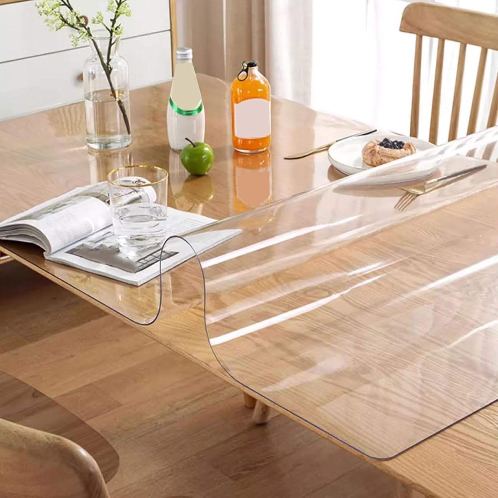 Mantel Transparente Mesa Rectangular 50x100cm, Mantel Mesa Antimanchas, Mantel Transparente Mesa Cocina, para Mesa de Noche, cómoda de Oficina