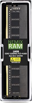 NEMIX RAM 16GB 1X16GB DDR5 5200MHz PC5-41600 1Rx8 1.1V CL44 288-PIN Non-ECC Unbuffered UDIMM Desktop PC RAM Memory