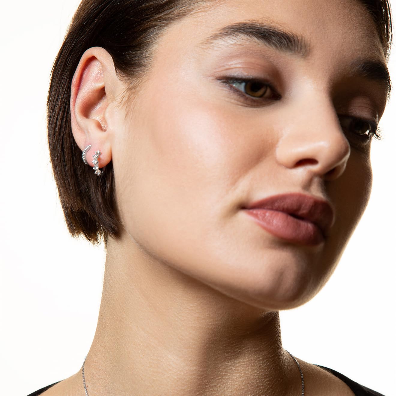 XENOX® Creolen Ohrringe - Damen Ohrringe aus hochwertigem 925/- Sterlingsilber mit Zirkonia-Steinen