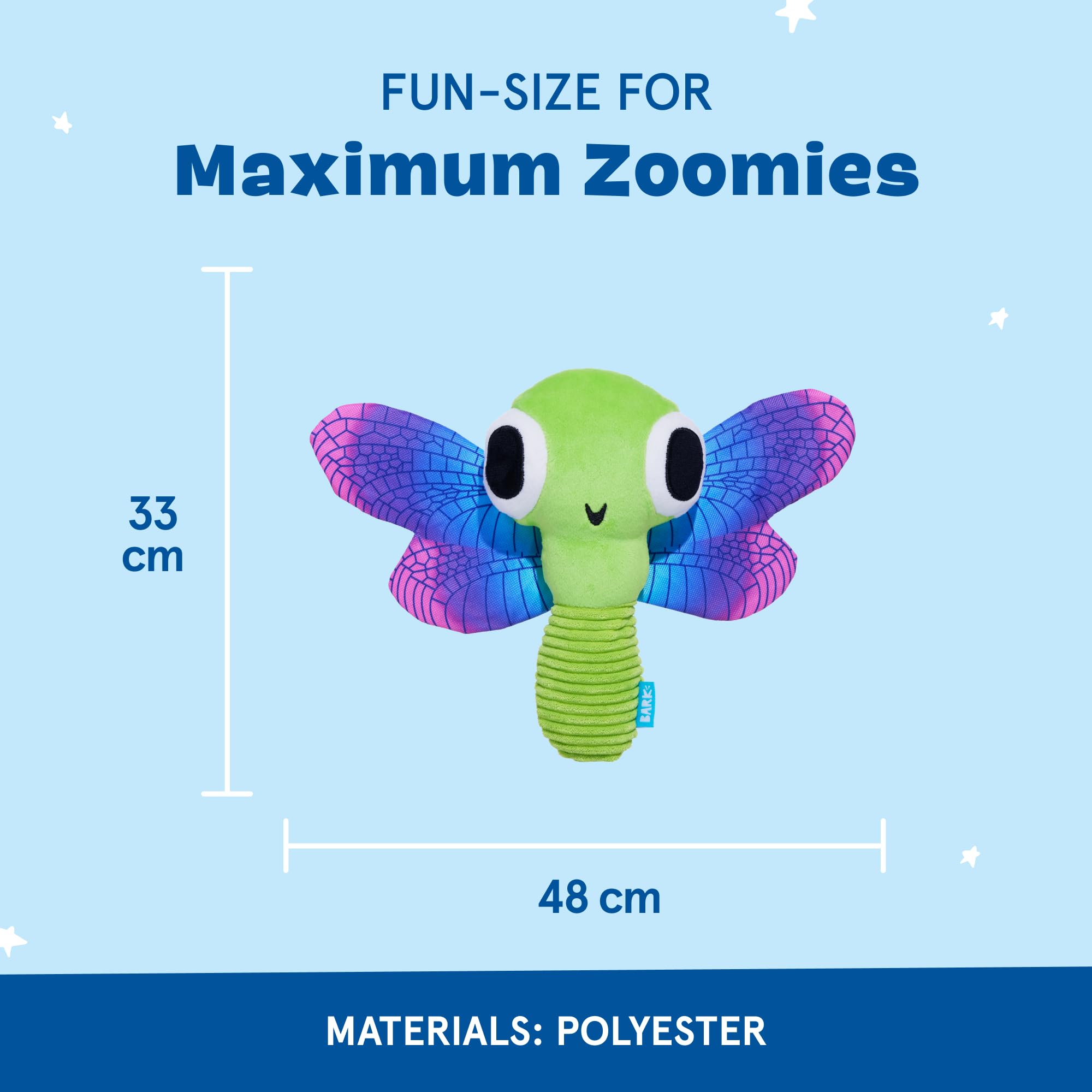 BARK Dog Toy Dragonfly Guy Squeaky Plush Toy for Dogs Crazy Crinkle, Packed with Fuff, Whip-N-Flip Wings for Thrashing & Flinging - Image 3