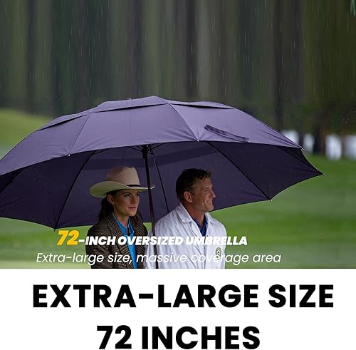Miniatura 5 de SIEPASA Paraguas de golf grande de 62/68/72 pulgadas, paraguas de golf de apertura automática, extra grande, doble toldo ventilado, resistente al
