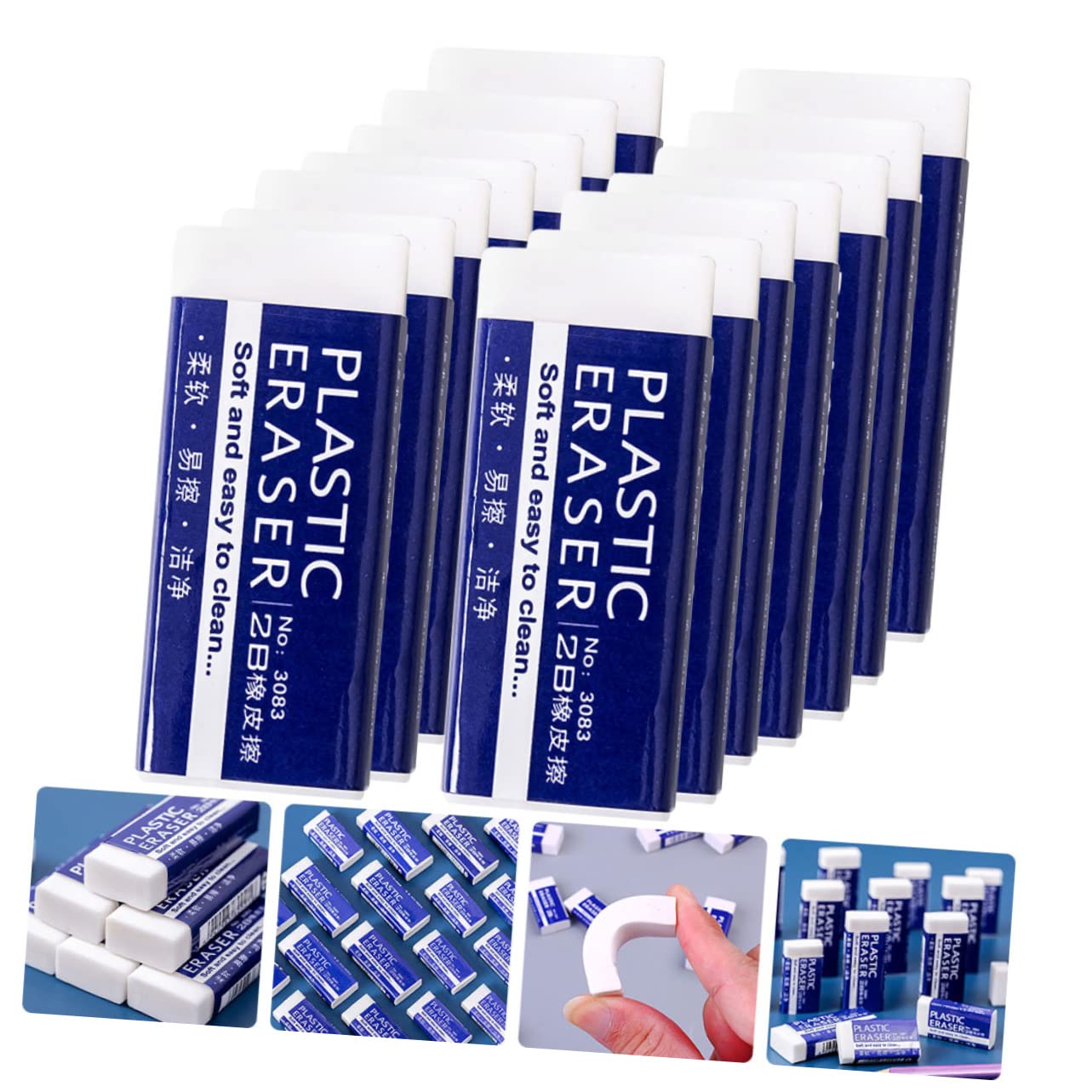 NUOBESTY 2 Ensembles Lot De Gommes Pour Examen Fourniture Scolaire Pratique Gomme Effaçable Facile Pour Étudiants Design Portable Et 30 Pièces * 2