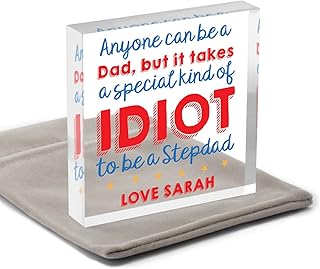 Step Dad Funny Gifts - Step Dad Fathers Day Gifts - PERSONALISED Step Dad Thank You Presents - Novelty Stepdad Gifts From Daughter Son - Birthday Christmas Stepdad - With Grey Bag