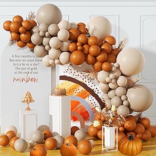 Fall Balloons Garland Arch Kit-Double Stuffed Burnt Orange Cream Peach Latex Balloons for Fall Baby Shower Gender Reveal Bridal Shower Boho Halloween Thanksgiving Autumn Birthday Party