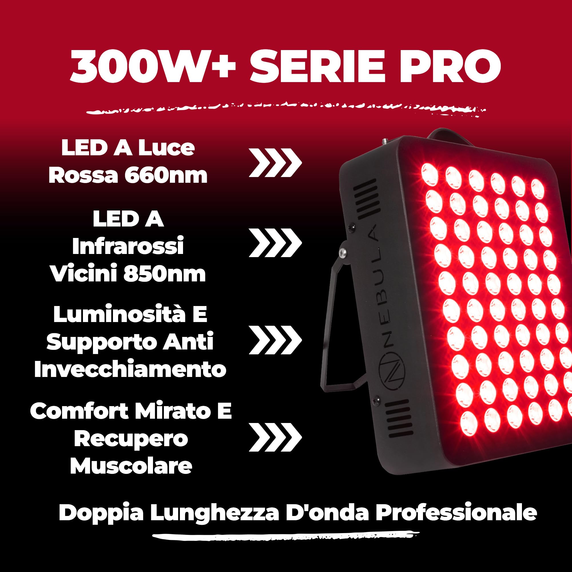 Nebula LED Dispositivo 300W | Per La Terapia della Luce Rossa | 660/850nm | Illuminazione Vicino Infrarosso | Luce Rossa Ad Alta Potenza | Lampada Infrarossi Irradiazione