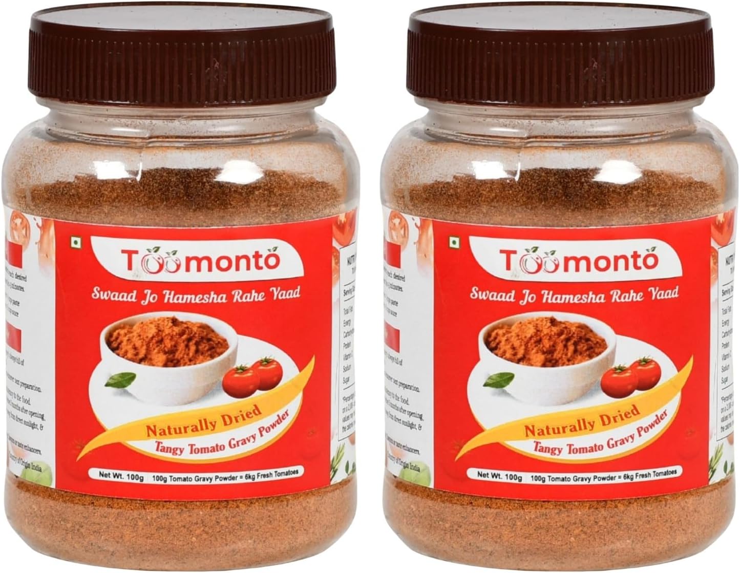 Toomonto Naturally Dried Tangy Tomato Gravy Powder (TTGP) | 100gm | Pack of 2