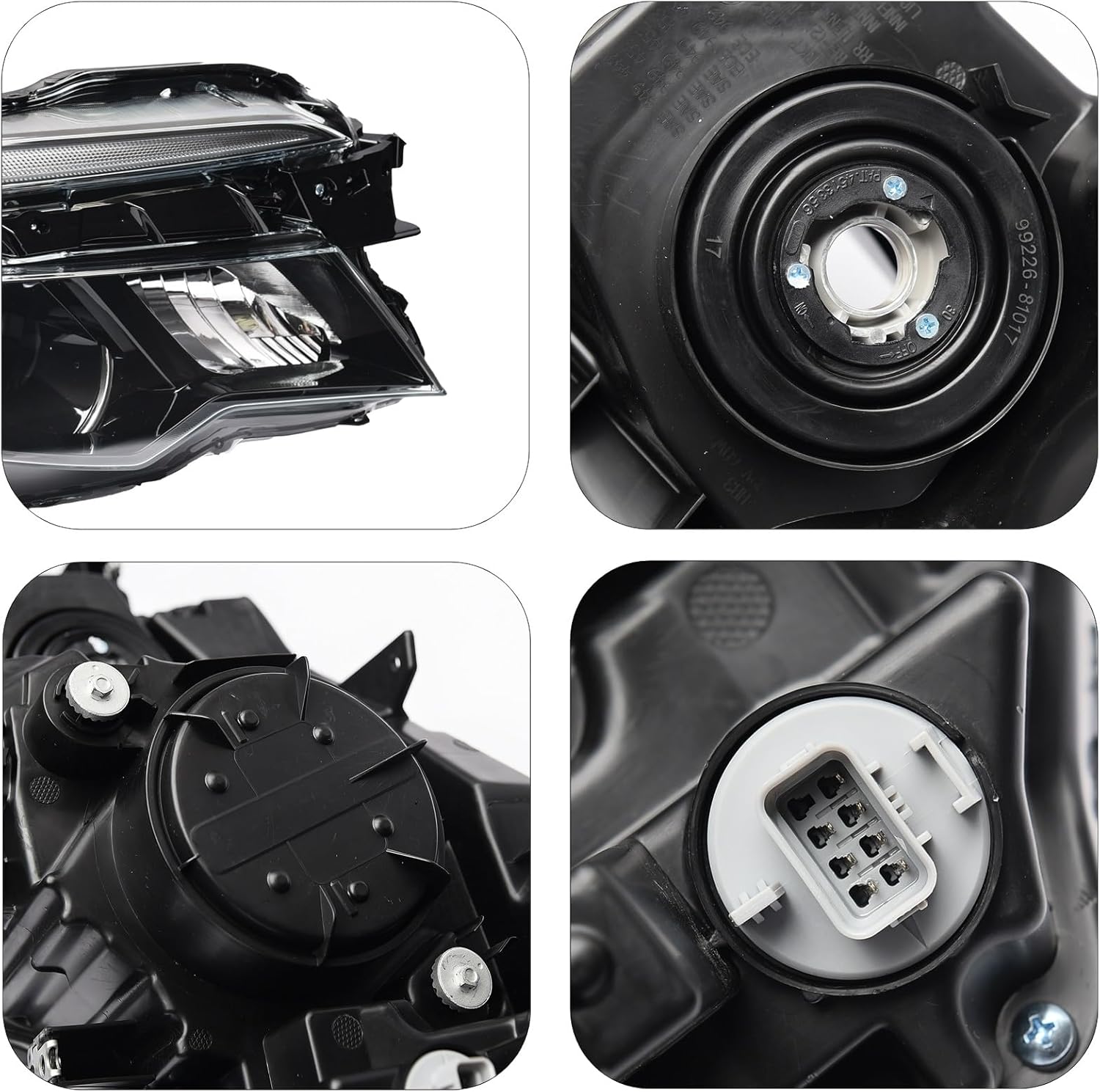 LED Headlight Assembly w/DRL For 2016-2021 Honda Pilot 2017-2021 Ridgeline LED Low Beam & Halogen High Beam (Passenger Right Side)