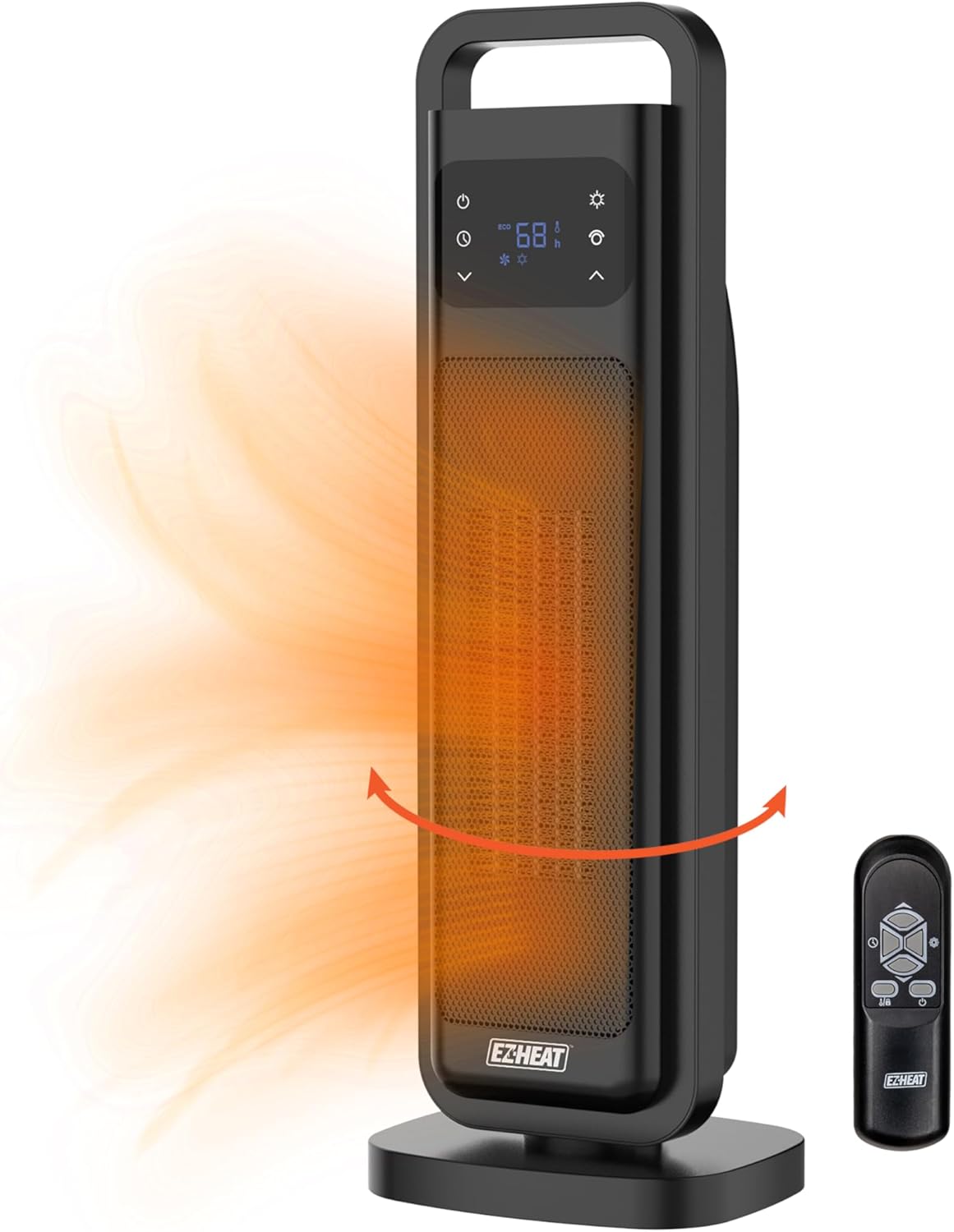 26 inch Oscillating Digital Tower Heater with Remote Control for Indoor Use, Adjustable Thermostat, Timer, Overheat Protection, Tip-Over Switch, HT1206