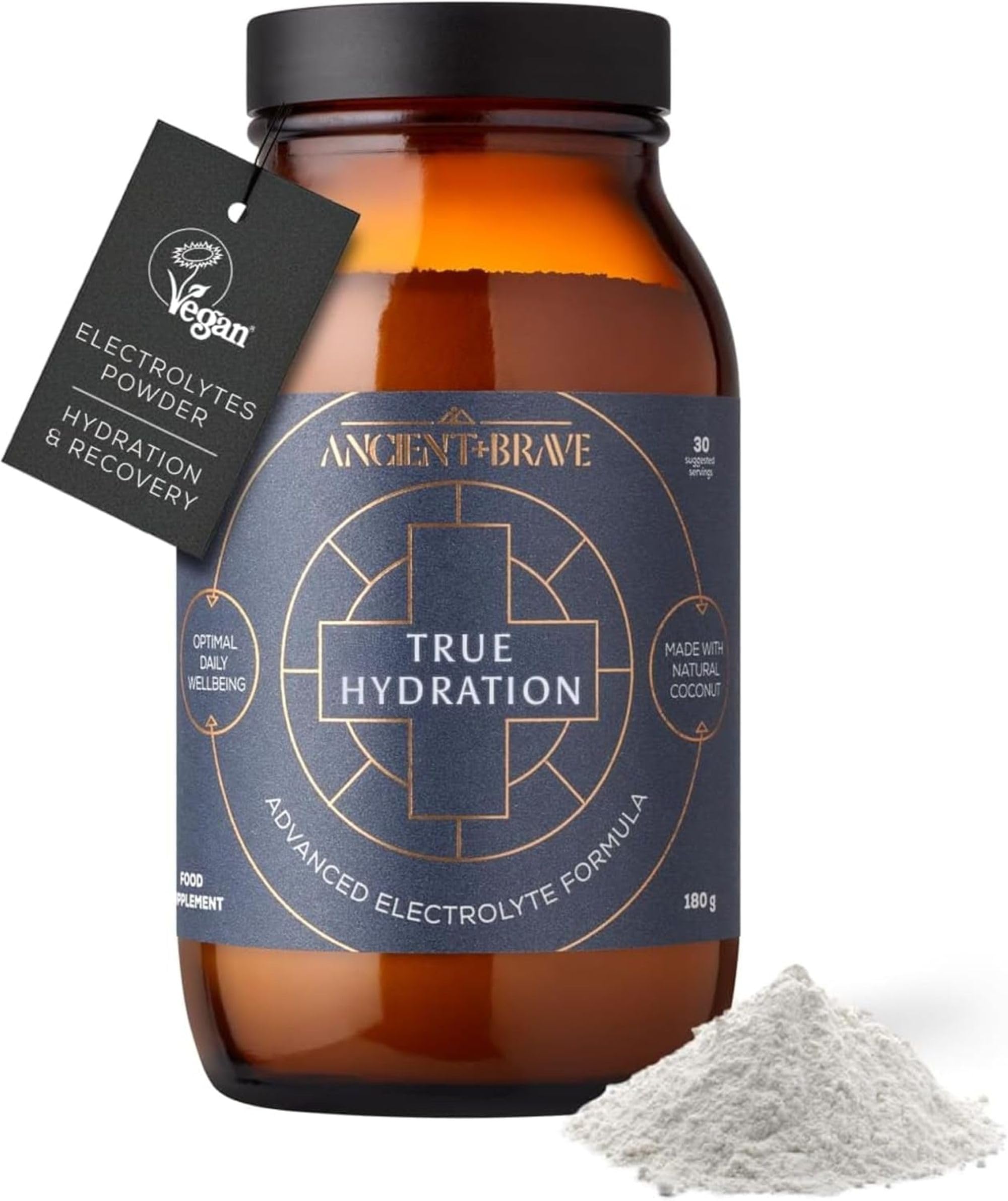 Ancient + Brave True Hydration 180g Jar - Electrolytes Powder with Magnesium, Potassium & Chromium - Natural Coconut Water Electrolyte Powder for Morning Hydration, Workout Recovery