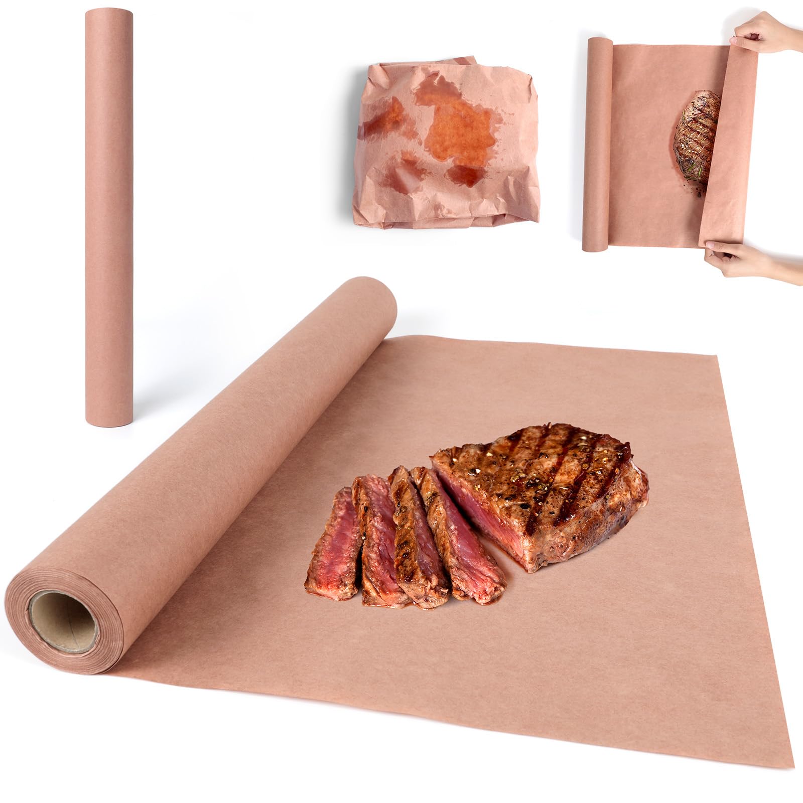 AiQInu Butcher Paper BBQ 44cm×150cm, Carta per Barbecue, Carta Kraft per Barbecue, Affumicatore, Carne di Pesce