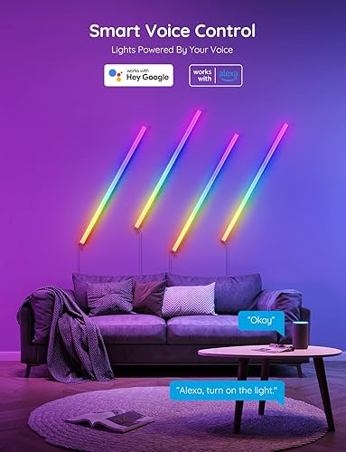 Vista 11 de Govee Glide RGBIC - Luces de pared, luces de pared musicales que funcionan con Alexa y Google Assistant, barras de luz LED inteligentes