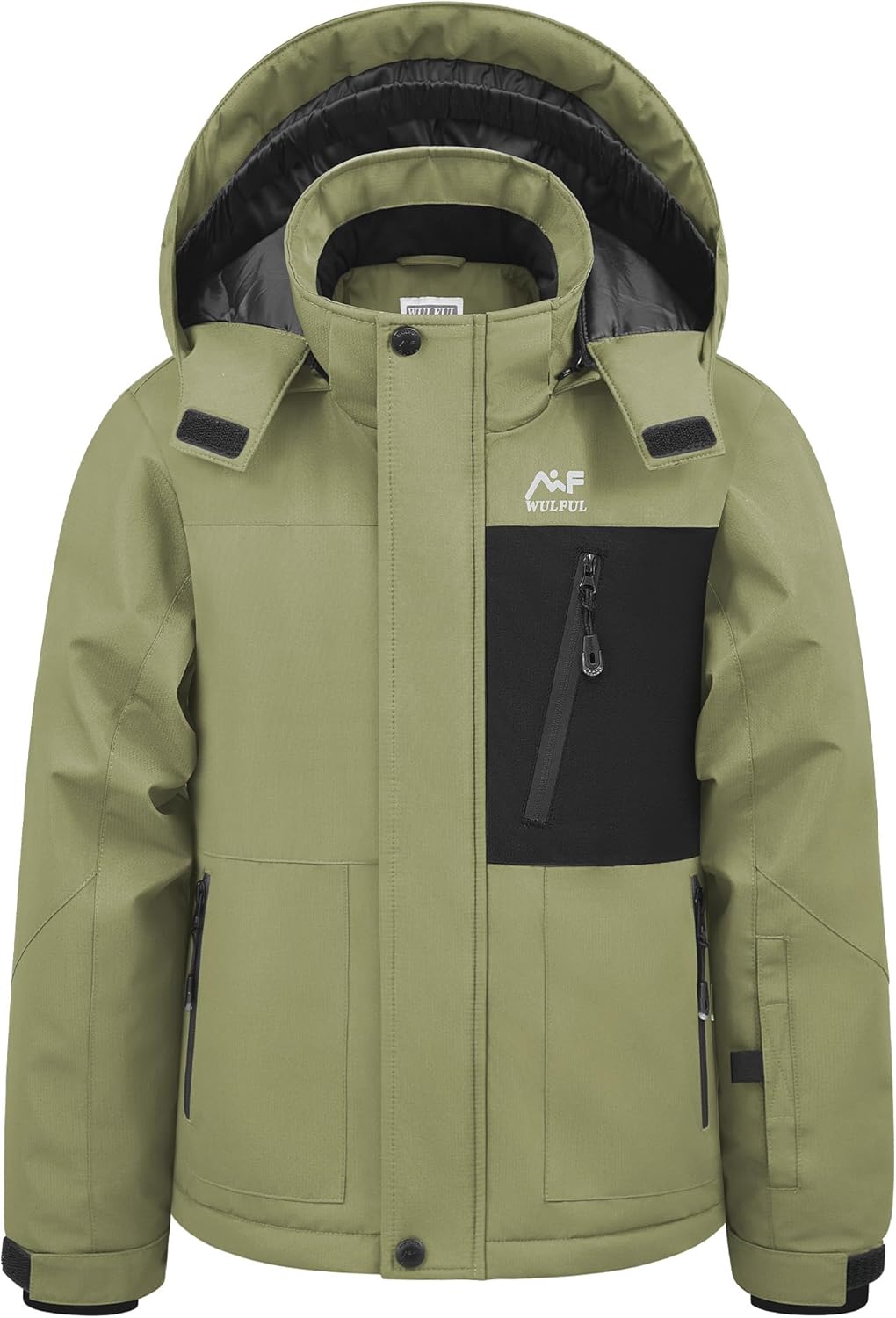 WULFUL Boy's Winter Waterproof Ski Coat Kids Windproof Snow Jacket with Detachable Hood