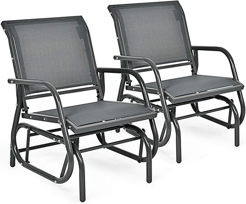 Giantex Silla columpio con marco de metal de estudio, cómoda silla de patio para jardín, porche, patio trasero, piscina, mecedora para césped al