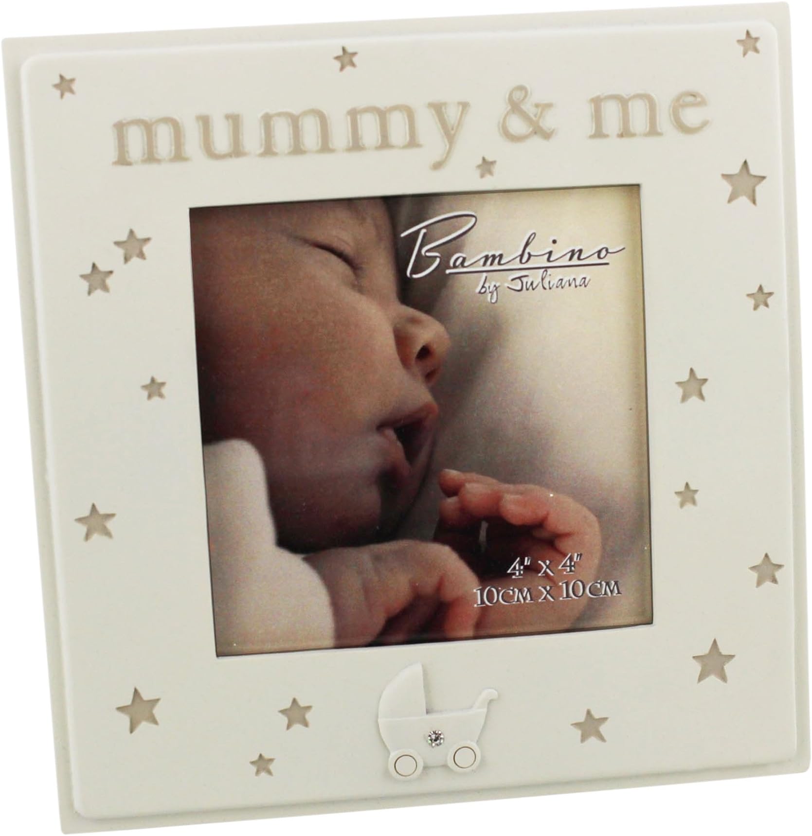Mummy & Me - beautiful Bambino cream resin 4 x 4" frame with stars