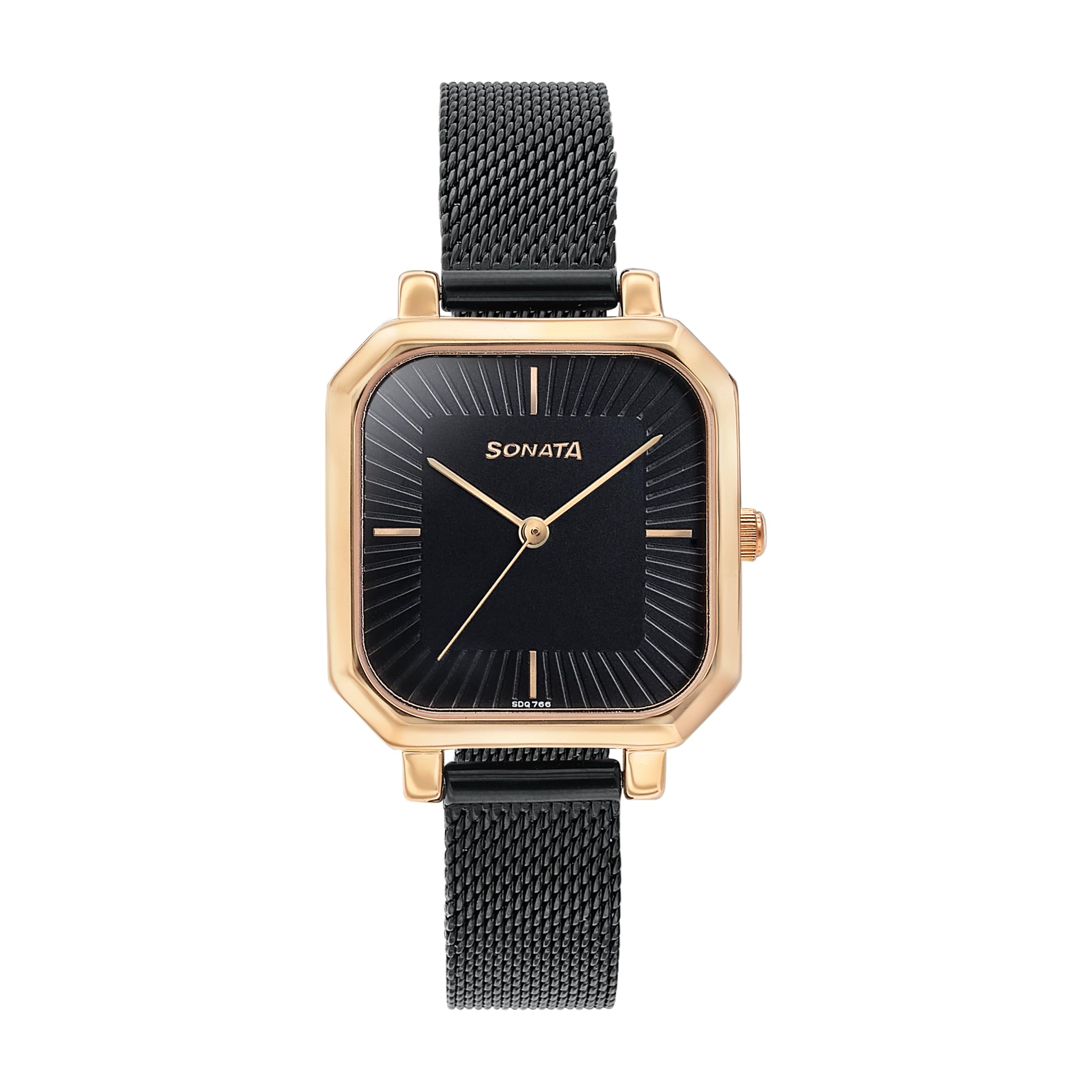 Sonata Womens Modern Essentials Quartz Analog Black Dial IP Black Strap Watch for Woman-87072KM01-image-23