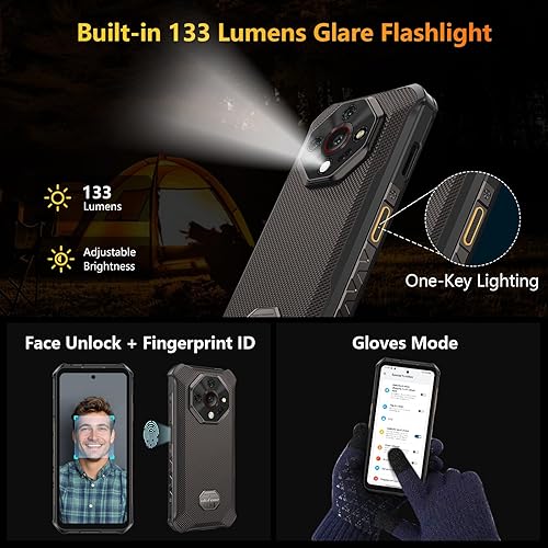 Miniatura 7 de Ulefone Armor X16 - Teléfono inteligente resistente, sistema operativo Android 15, 10360mAh33W, 12+128GB2TB, 48MP+20MP+2MP+cámara de 16MP, 6.56