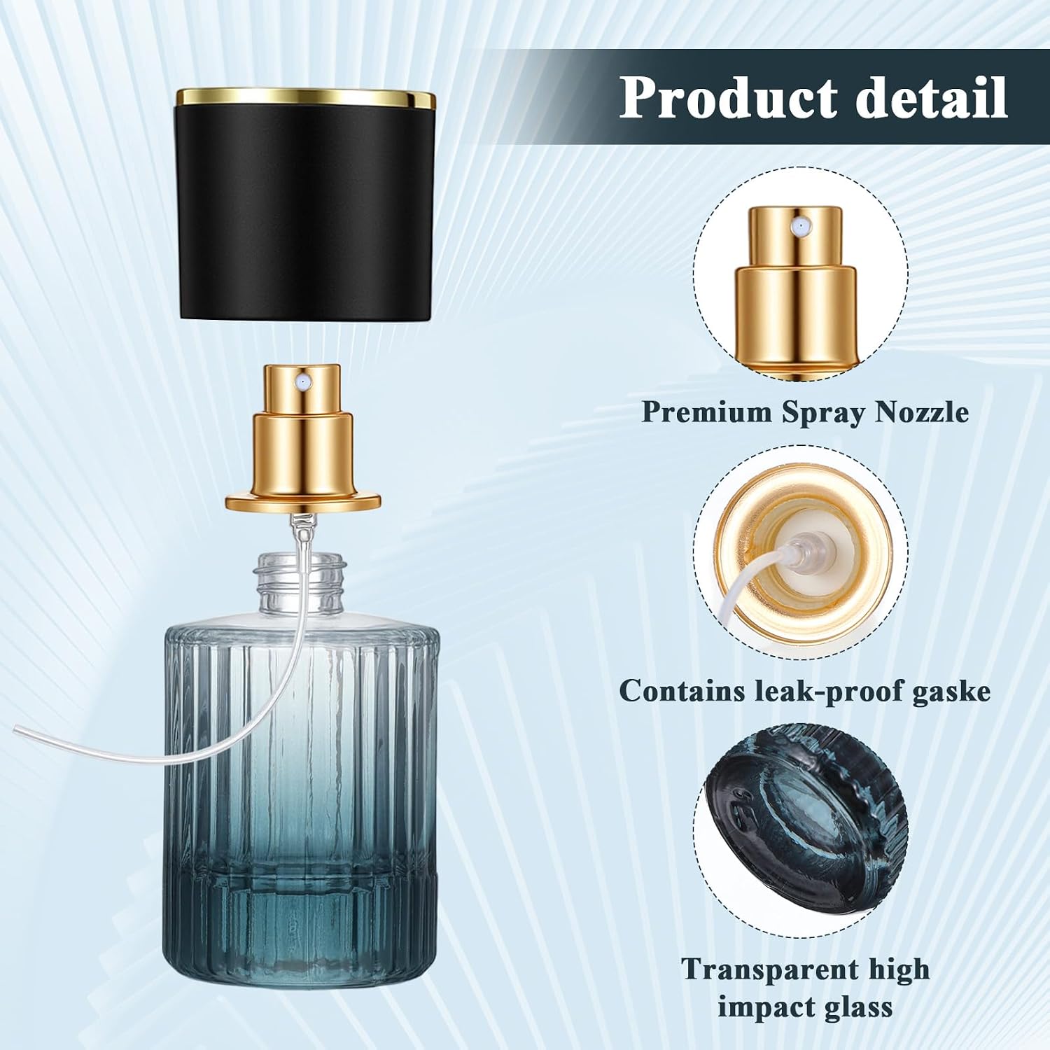 12 Pcs 30 ml Perfume Cologne Bottles Empty Refillable Travel Glass Chic Empty Perfume Spray Bottles Decorative Set for Men Women Portable Dispenser Fragrance Container Set (Black)