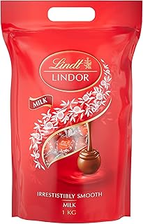 Lindt Lindor Milk Chocolate Truffles Bag - Approx 80 balls, 1 kg - Chocolate Truffles with a Smooth Melting Filling