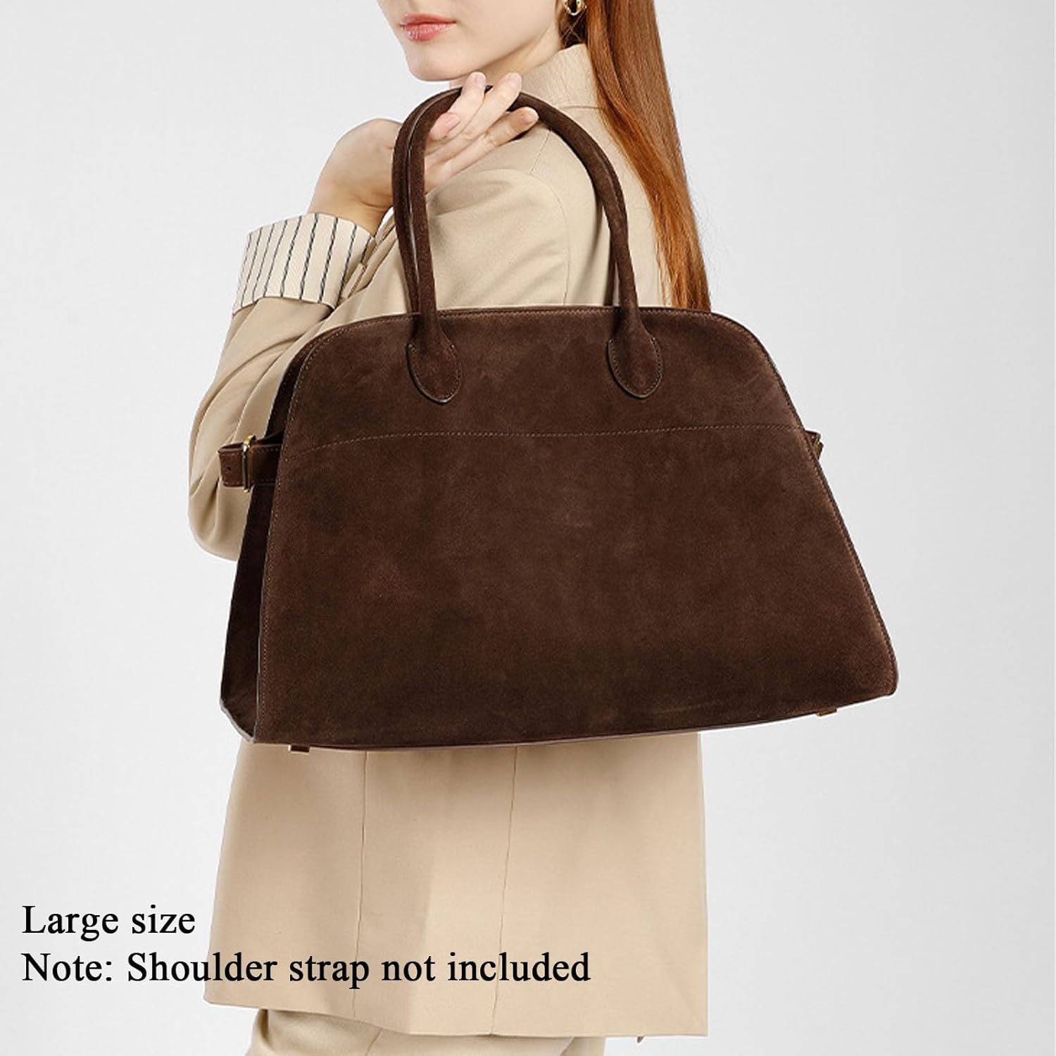 Soft Faux Suede Tote Bag for Women – Vintage Top-Handle Satchel Handbag, Large Capacity Shoulder Hobo Purse for Work - Image 2