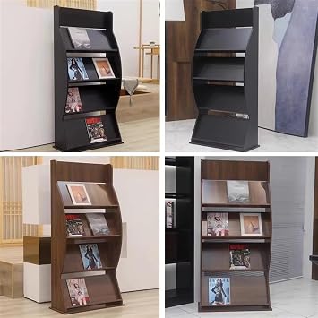 Floor-Standing Magazine Rack Floor-Standing Magazine Rack 4-Layer, Brochure Display Stand, Wood Brochure Display Stand for Exhibitions, Office Display Information Rack(A), yuqing2022