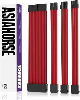 AsiaHorse 18AWG Sleeved PSU Cable Extension Kit - 24P/8P Braided GPU Motherboard Power
