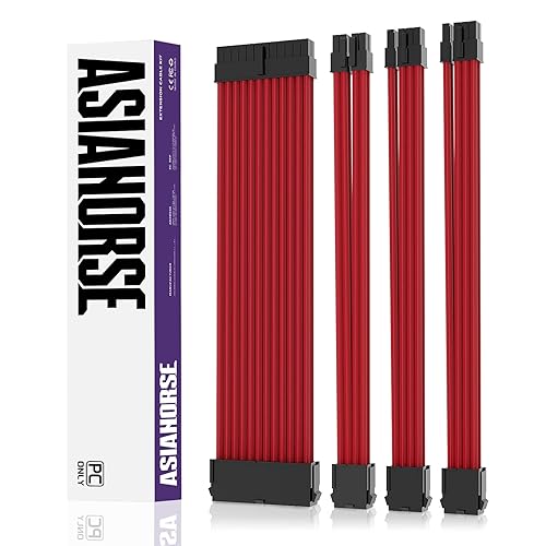 Vista 11 de AsiaHorse Extensión de Cable PSU de 16AWG con Funda Personalizada Mod GPU PC Audio Video Fuente de Alimentación Cables Trenzados Suaves con Kit