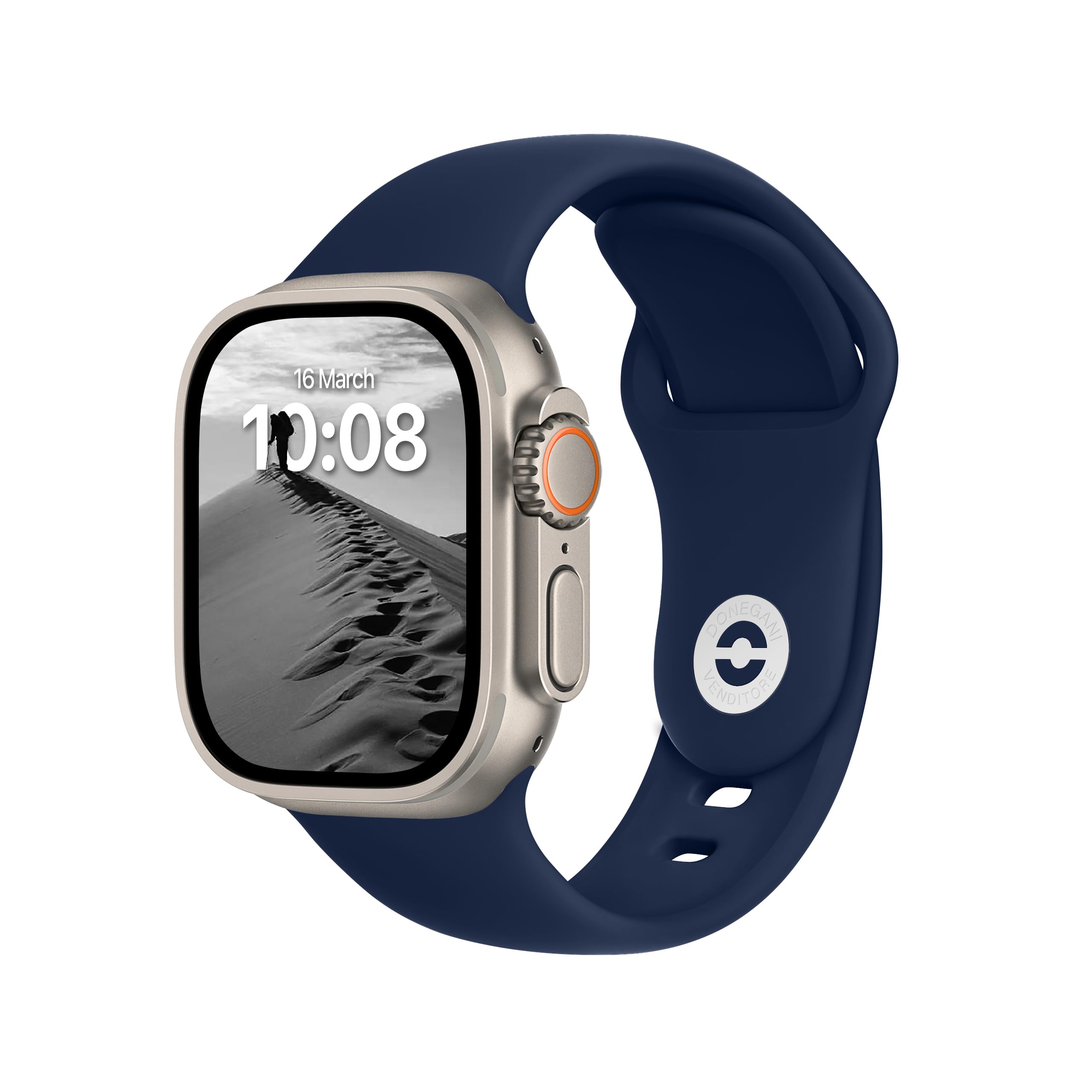 DONEGANI SB Cinturino per Apple Watch Ultra 2 49mm, Serie 10 46mm, 9 8 7 45mm 41mm, SE 6 5 4 44mm 40mm, 3 2 1 42mm 38mm Donna Uomo Band Bracciale Sport Silicone, Blu Mariana